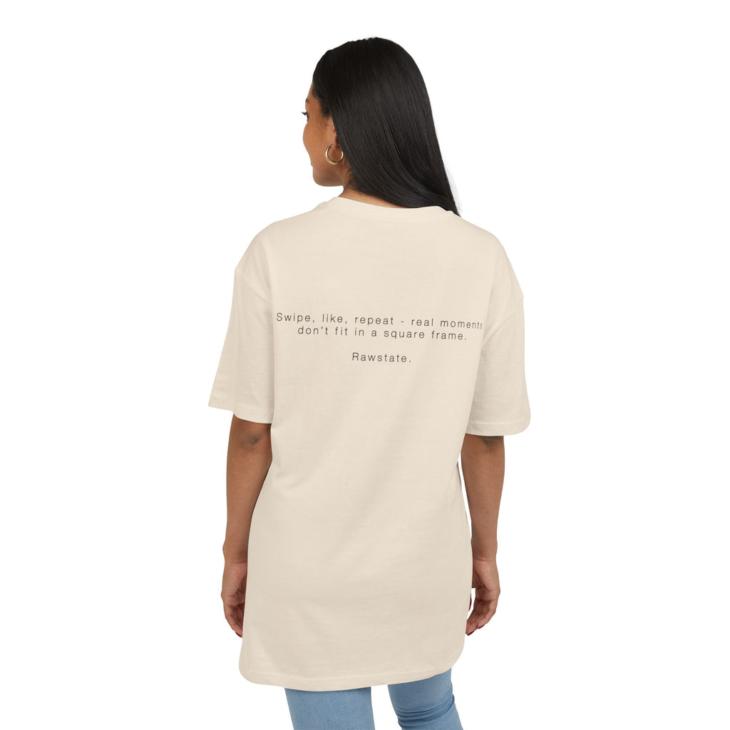 Minimalist Oversized Tee – 'Swipe. like. repeat'