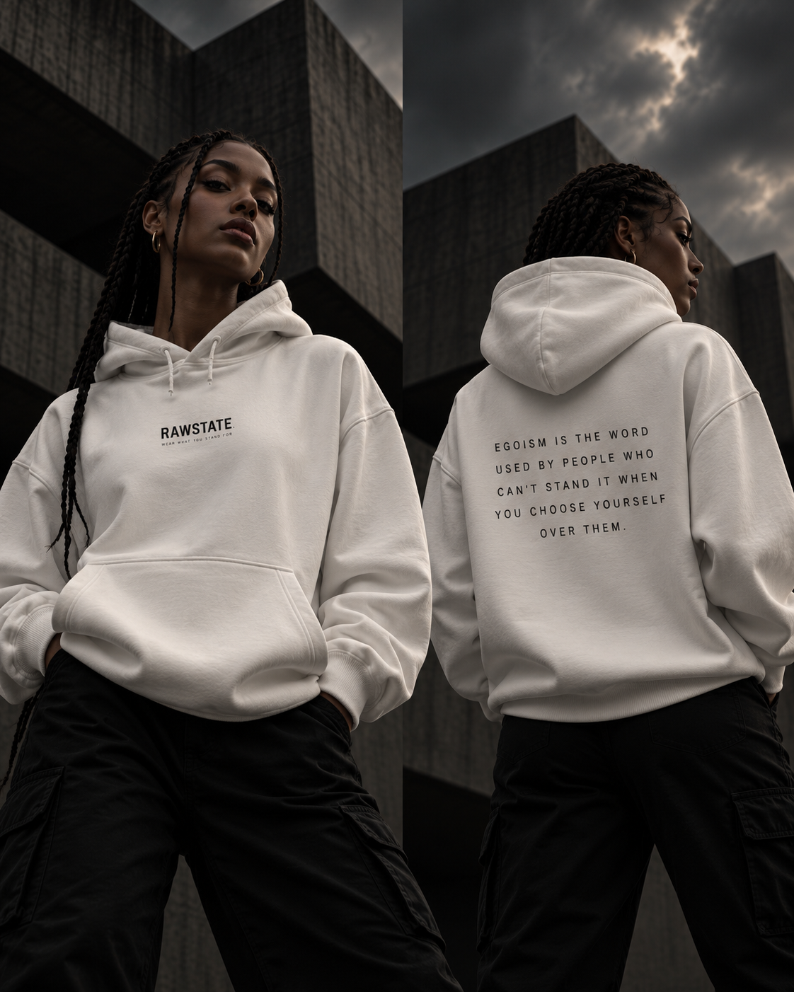 RAWSTATE 'Egoism is the word used by people who can't stand it when you choose yourself over them' Unisex Hoodie